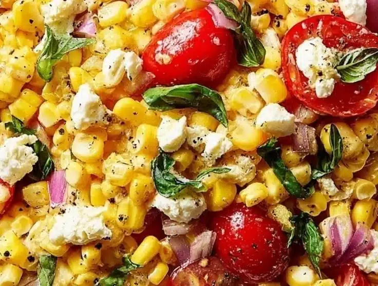 Fresh Corn Salad with Feta and Basil Recipe