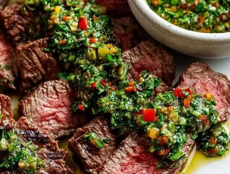 Grilled Ribeye Steak with Chimichurri Sauce