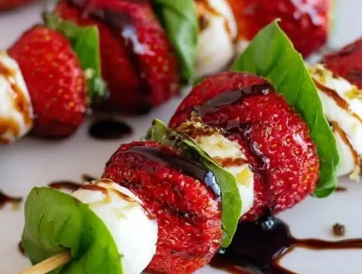 Strawberry Caprese Skewers with Balsamic Glaze Recipe