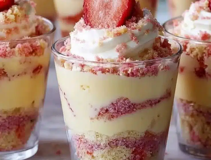 Strawberry Shortcake Pudding Cups