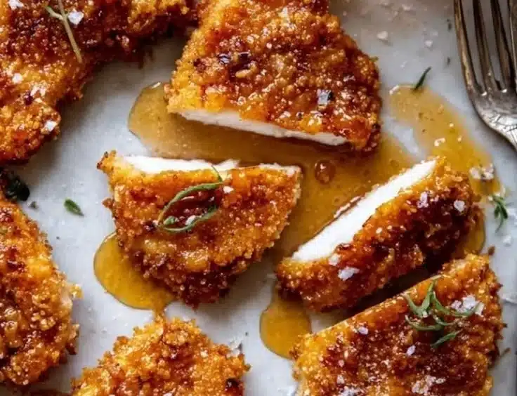 Hot Honey Baked Chicken 3 Hot Honey Baked Chicken glistening with a sweet and spicy glaze